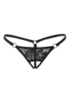 Siyah Dantelli Özel Bölgesi Açık G-string Tm1167