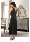 Siyah Dantelli Saten Gecelik - 085