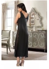 Siyah Dantelli Saten Gecelik - 085