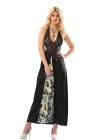 Siyah Dantelli Saten Gecelik - 086