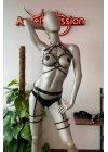 Siyah Deri Erotik Giyim Jartiyer Harness Takım - Brf325