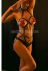 Siyah Deri Fantazi Dansçı Harness Kostüm - Brf514