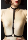 Siyah Deri Fantazi Harness Büstiyer 1080