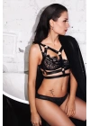 Siyah Göğsü Açık Fantazi Deri Harness Sütyen 1035