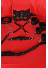 Siyah İçi Tüğlü Maske,kol,bacak,ağız Topu,kırbaç,tasma Set 700939