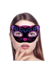 Siyah Kadife Kaplama Üzeri Pembe Mavi Sim İşlemeli Kedi Maskesi 20x13 Cm