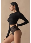 Siyah Kadın Çizgili Külot Veronica-k1008