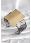 Siyah Mermer Desen Akrilik Plastik Gold Kare Plaka Model Vintage Kadın Bilezik - TJ-BB6681