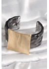 Siyah Mermer Desen Akrilik Plastik Gold Kare Plaka Model Vintage Kadın Bilezik - TJ-BB6681