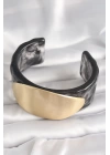 Siyah Mermer Desen Akrilik Plastik Gold Oval Plaka Model Vintage Kadın Bilezik - TJ-BB6683