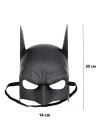 Siyah Renk Çocuk Boy Arkadan Lastikli Batman Maskesi A Kalite  20x14 Cm