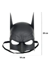 Siyah Renk Çocuk Boy Arkadan Lastikli Batman Maskesi A Kalite  20x14 Cm