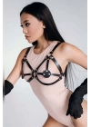 Siyah Seksi Deri Harness Sütyen - Brf112