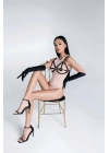 Siyah Seksi Deri Harness Sütyen - Brf112
