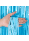 Soft Mavi Püsküllü Kapı Perdesi - Parti, Baby Shower, Sünnet Süsü 1x2 M
