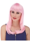 Soft Pembe Renk Uzun Düz Parti Peruğu