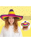 Sombrero Meksika Şapkası Renkli Örme Hasır Çocuk Boy