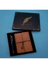 Taba Deri Defter Ve Kalem Set