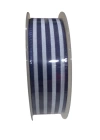 Tafta Çizgi Desen Kurdele 25 mm Lacivert 5 Metre