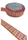 Tafta Ekoseli Kurdele 25 mm Turuncu 5 Metre