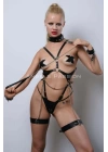 Tasmalı Deri Fantezi Giyim, Deri Kadın İç Giyim, Partywear - Brf1225