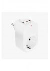 Tekli Yüksek Voltaj Korumalı Duvar Prizi 2x Type-c 1x Usb Çıkışlı Priz Grup Priz Çoğaltıcı Beyaz