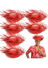 Tropikal Parti Kırmızı Hasır Hawaii Şapkası 13x36 Cm