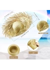 Tropikal Parti Naturel Hasır Hawaii Şapkası 13x36 Cm