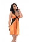Turuncu Dantelli Saten Gecelik - M-379