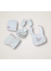 Uçan Kelebekler Nakışlı %100 Cotton Antibakteriyel 10lu Zıbın Takımı Hastane Çıkışı