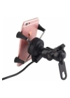 Usb Şarjlı Ayna Bağlantılı Motosiklet Telefon Tutucu Motor Tutacağı