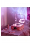 Waves Nostalji Plak Görünümlü Bluetooth Hoparlör 3d Ses Dalgası Retro Müzik Plak Pembe