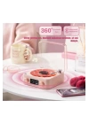 Waves Nostalji Plak Görünümlü Bluetooth Hoparlör 3d Ses Dalgası Retro Müzik Plak Pembe