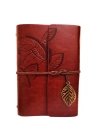 Yaprak Desenli Kahverengi Deri Defter