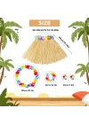 Yetişkin Çocuk Hawaii Parti Seti - 40 Cm Naturel Etek + Çiçek Aksesuarlar (5 Parça)