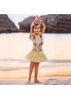 Yetişkin Çocuk Hawaii Parti Seti - 40 Cm Naturel Etek + Çiçek Aksesuarlar (5 Parça)