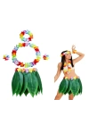 Yetişkin Hawaii Kostüm Seti - Yaprak Etek & Hawaii Set - 5 Parça