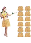 Yetişkin Ve Çocuk Uyumlu Saman Renk Hawaii Luau Hula Etek 40 Cm 12 Adet