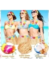 Yetişkin Ve Çocuk Uyumlu Saman Renk Hawaii Luau Hula Etek 40 Cm 12 Adet