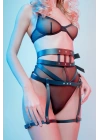 Yüksek Belli Deri Fantazi Harness Jartiyer 1171