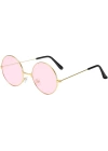 Yulak Cam John Lennon Tarzı Hippi Gold Çerçeveli Pembe Gözlük