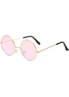 Yulak Cam John Lennon Tarzı Hippi Gold Çerçeveli Pembe Gözlük