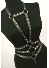 Zımba Detaylı Şık Deri Harness Korse - Brf546