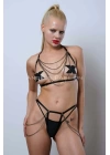 Zincir Detaylı Şık Lastik Harness Takım, Erotik Fantezi Giyim - Brf1065