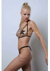 Zincir Detaylı Şık Lastik Harness Takım, Erotik Fantezi Giyim - Brf1065