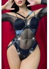Zincirli Ağı Açık Fantazi Deri Body Harness - Brf1170