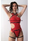 Zincirli Dansçı Kostüm, Seksi Deri Dansçı Harness Takım - Brf1084