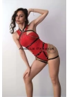 Zincirli Dansçı Kostüm, Seksi Deri Dansçı Harness Takım - Brf1084