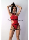 Zincirli Dansçı Kostüm, Seksi Deri Dansçı Harness Takım - Brf1084