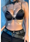 Zincirli Giysi Üzeri Göğüs Harness, Crop Büstiyer - Brf1165